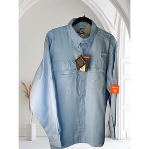 Habit Herring‎ Lake River Shirt Mens M Long Sleeve Fishing Button Up Blue NWT